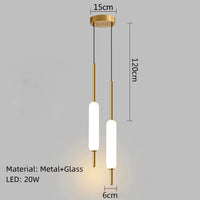 lampe suspendue moderne nordique en métal et verre double tête