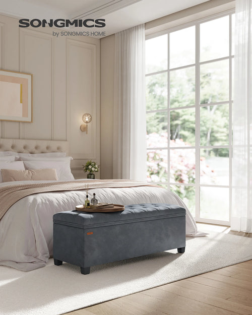 SONGMICS Stool with Storage Space, Bench with Legs, 40 x 110 x 40 cm Footstool, Storage Box, Maximum Load 300 kg - vue 2 sur 8