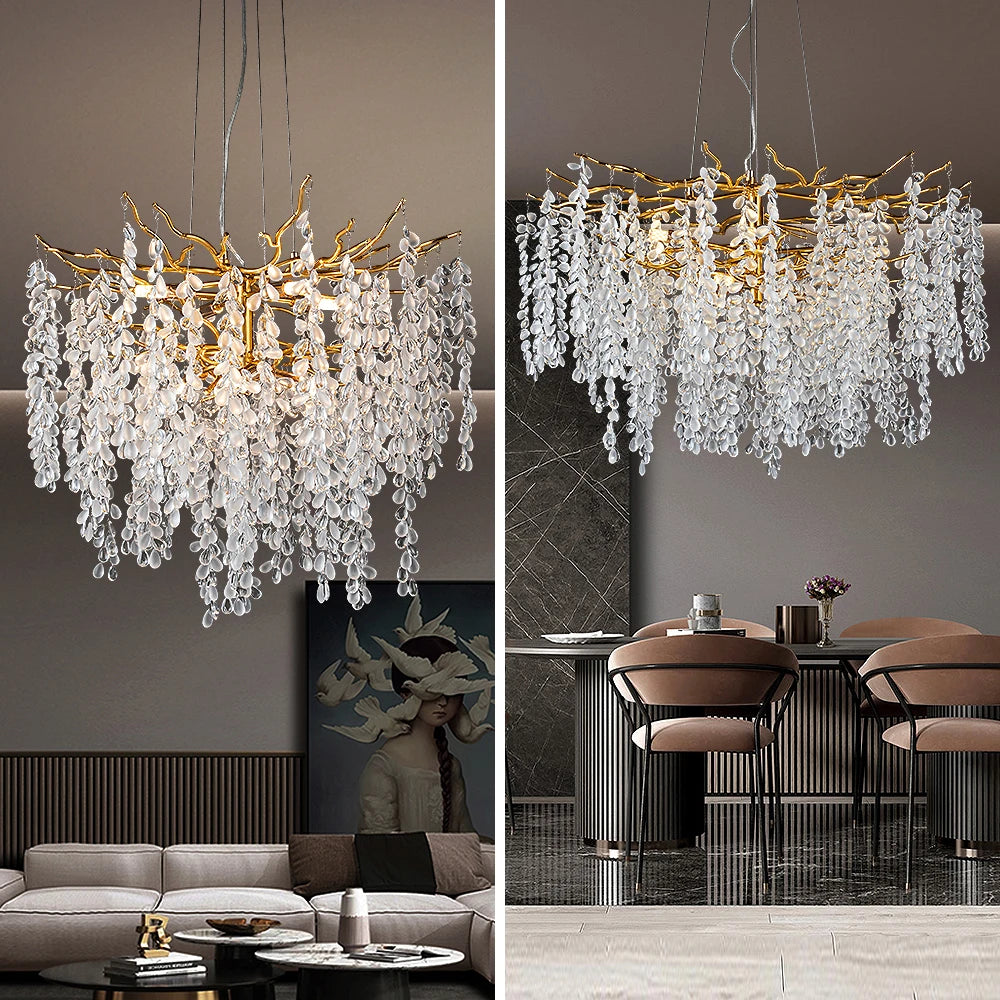 lustre à led en cristaux design moderne pour décoration intérieure - vue 3 sur 22
