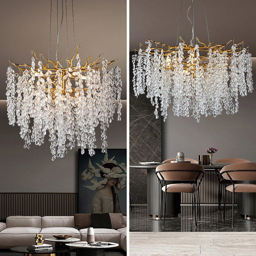 lustre à led en cristaux design moderne pour décoration intérieure