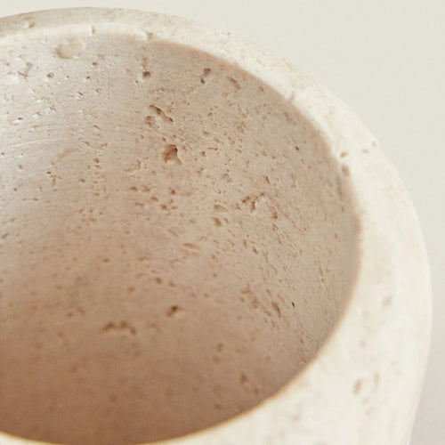 Natural Beige Travertine Marble Stone Toothbrush Washing Storage Cup, Small Vase, Ornaments, Yellow, Tray, D7.5 X H12 cm - vue 6 sur 7