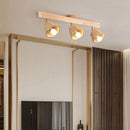Plafonnier LED moderne en bois pour allée chambre vestiaire toilette magasin couloir luminaire sur rail Long lustre avec projecteur