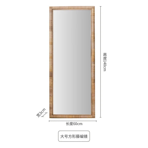 Full length mirror, floor mirror, girls' makeup, dressing, dressing, rattan net, Nordic fitting mirror, ins - vue 7 sur 12