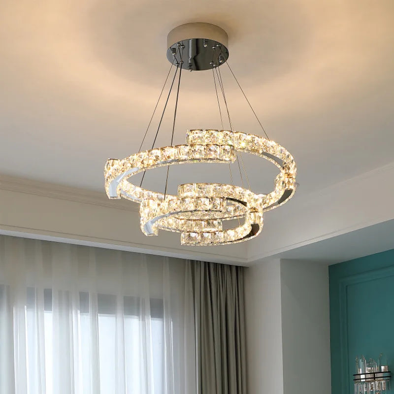 suspension led en cristal style nordique décoratif - vue 5 sur 13