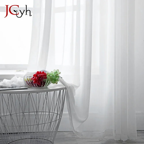 Voilage tulle moderne semi transparent pour salon chambre - vue 4 sur 7