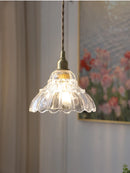 Minimalist Japanese style brass and glass LED pendant light Nordic luxury