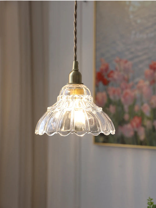 Minimalist Japanese style brass and glass LED pendant light Nordic luxury - vue 2 sur 8