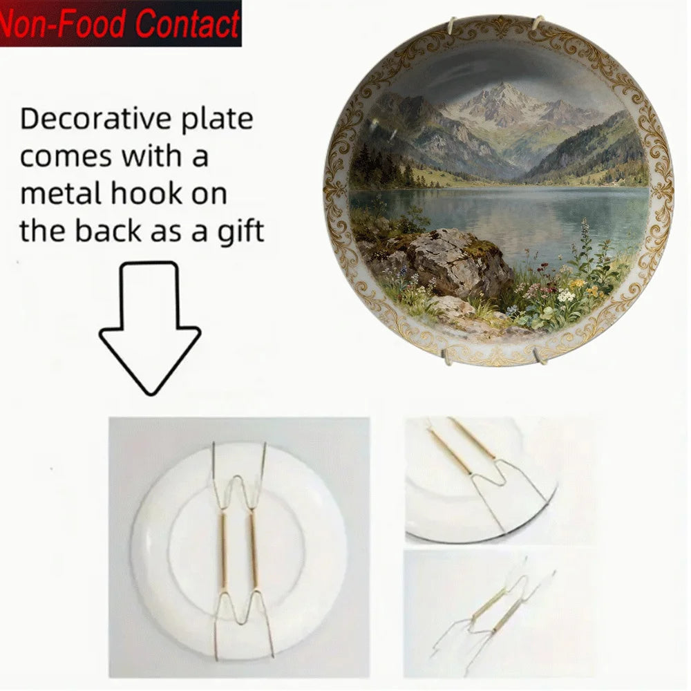 Assiette murale décorative céramique motif paysage élégant - vue 5 sur 5