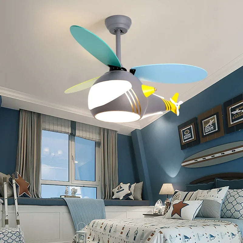 ventilateur créatif hélicoptère pour chambre d'enfant décorative - vue 3 sur 9