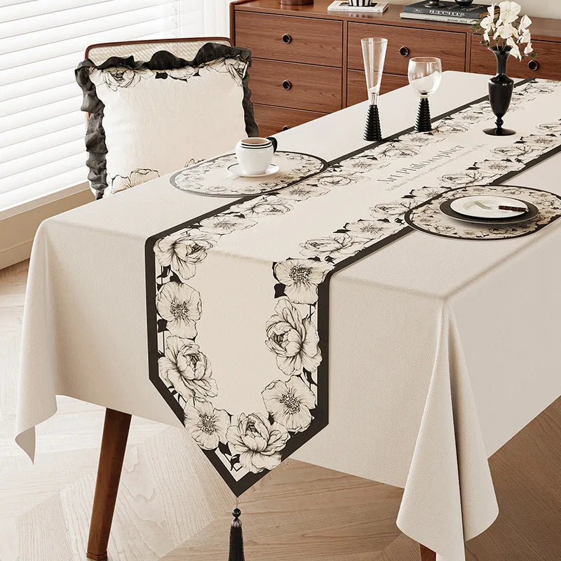 Chemin de table champetre motif floral et vegetal