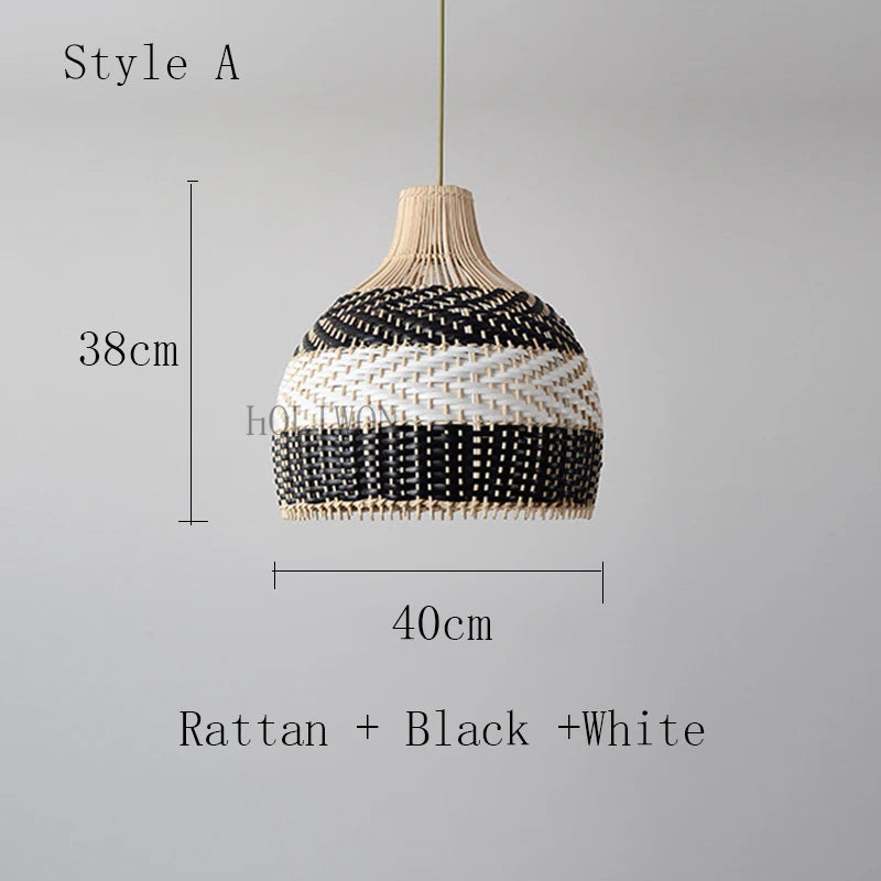 Vintage woven rattan pendant light for retro decor