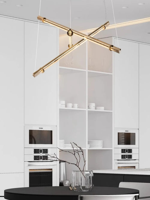 Modern acrylic and copper chandelier minimalist decorative design - vue 4 sur 8