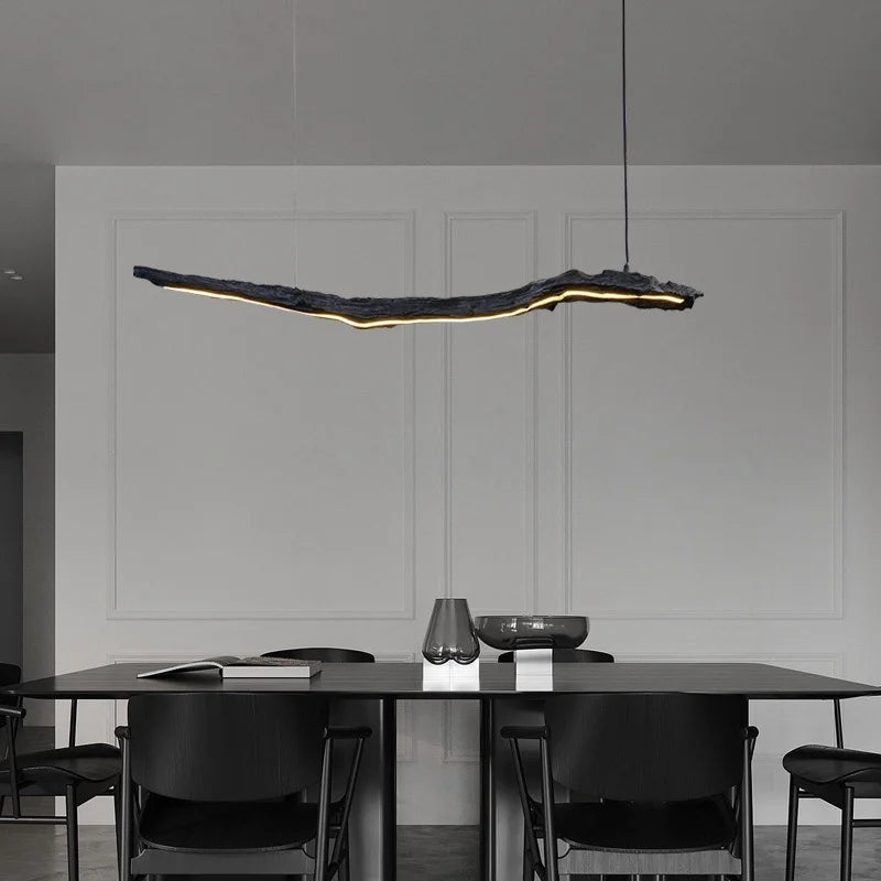 Personnalité nordique LED bandes lumineuses noir Restaurant Wabi-sabi lustre bureau chambre café salle d'exposition lampes suspendues