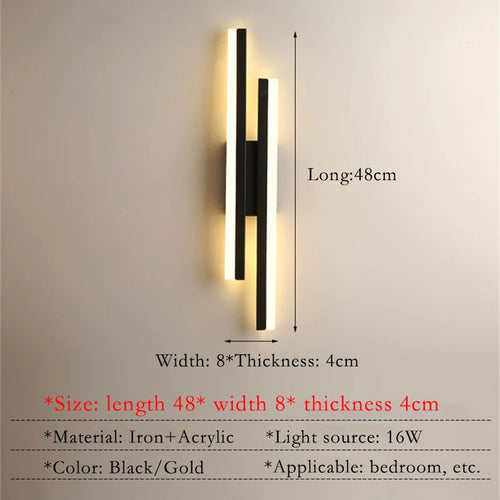 Applique murale Led moderne en acrylique noir/or - vue 4 sur 7