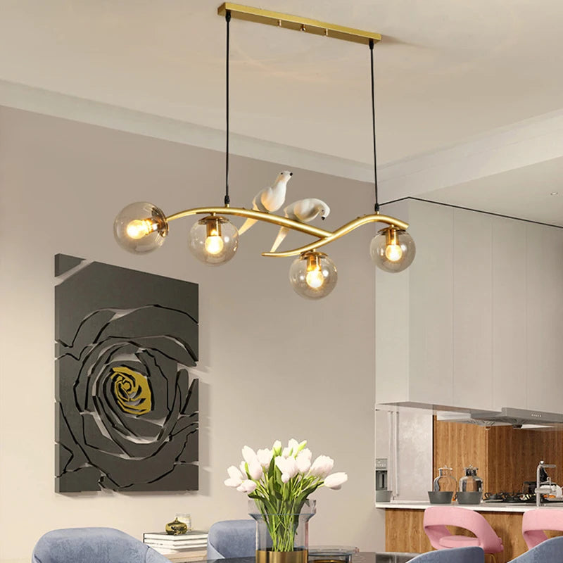 suspension créative moderne à 4 têtes pour éclairage luxe - vue 3 sur 8