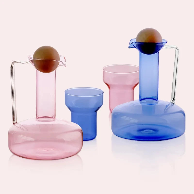 Bouilloire verre nordique 1500ml avec tasses assorties - vue 4 sur 7