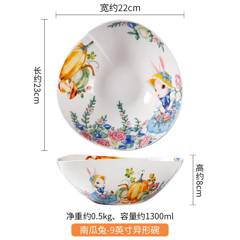 assiette ceramique motif citrouille lapin style jardin mignon