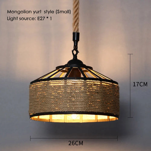 Sisal chanvre corde suspension plafonnier Lustre suspendu Lustre fer main tressage rustique rétro pour salle à manger décor - vue 9 sur 28