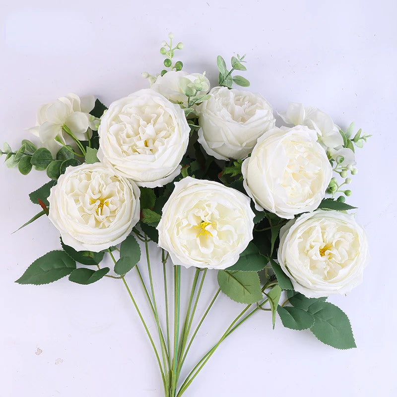 bouquet de roses artificielles en soie pour décoration intérieure - vue 8 sur 16