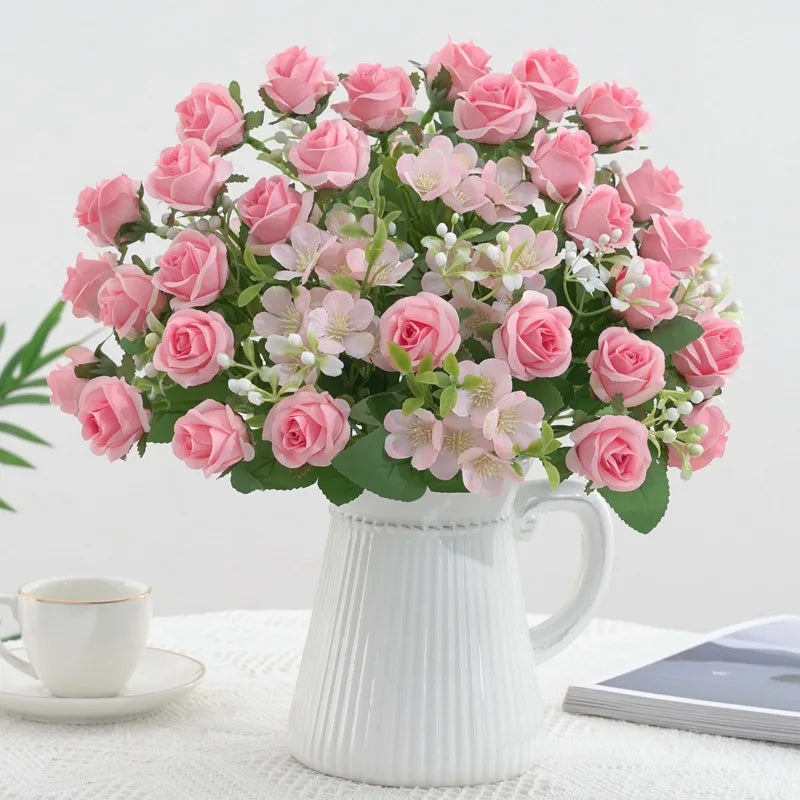 fleurs artificielles mariage bouquet roses hortensia décoration florale - vue 5 sur 11