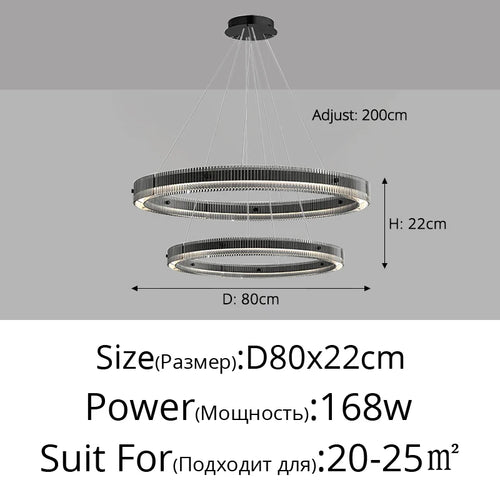 Italian minimalist chandelier high-end nordic design glass - vue 7 sur 9