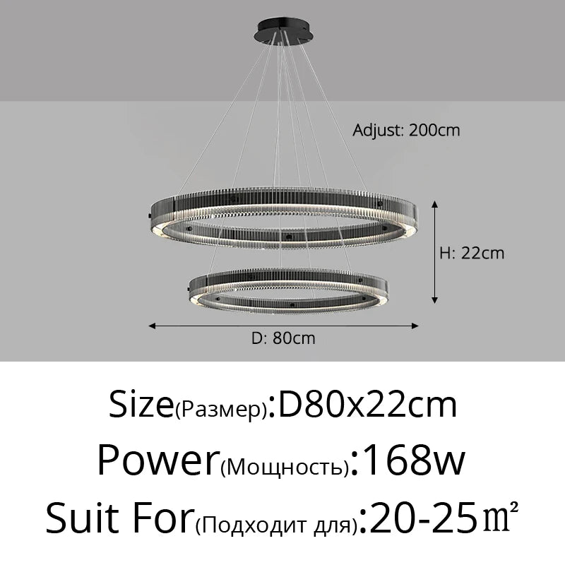 Italian minimalist chandelier high-end nordic design glass - vue 7 sur 9
