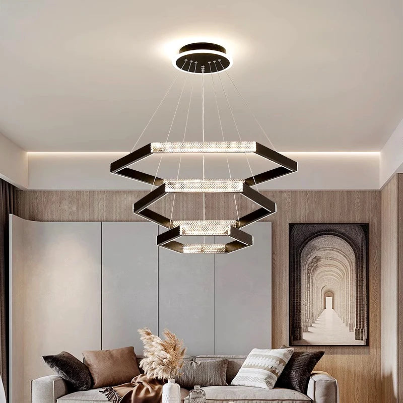 lustre moderne simple suspension led pour éclairage intérieur - vue 2 sur 10