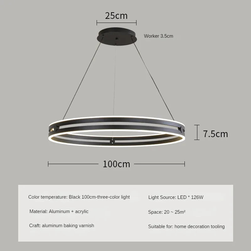Modern circular chandelier for creative and minimalist interior decor - vue 8 sur 15