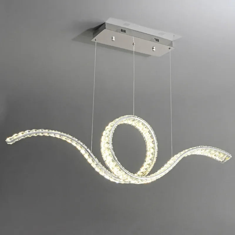 Luxury Restaurant LED Crystal Chandelier Modern High-end Design Gold/Silver Dimming Lamp Bar Kitchen Island Stair Pendant Lights - vue 2 sur 12