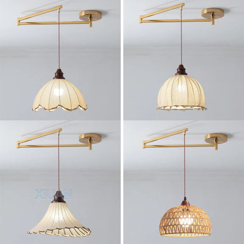 lustre wabi-sabi vintage avec tissu appliqué pliant