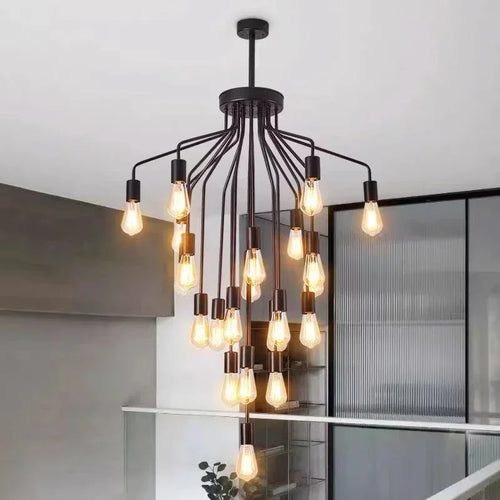 lustre rétro en fer avec led pour décoration intérieure