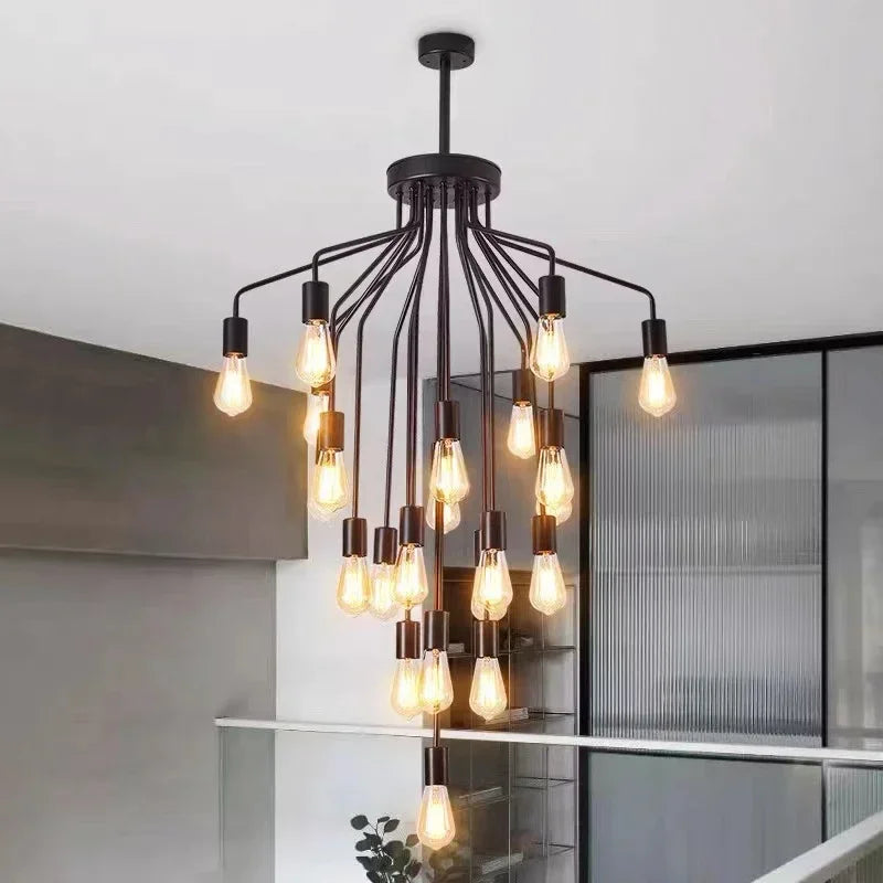 lustre rétro en fer avec led pour décoration intérieure - vue 3 sur 8