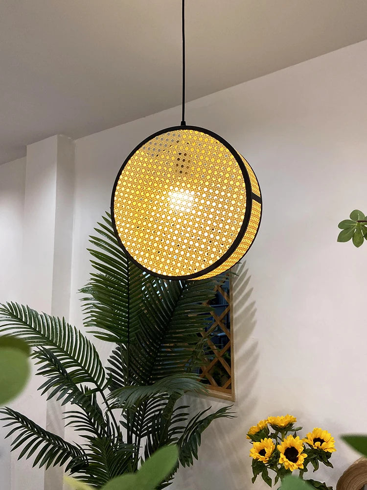 lustre créatif en rotin tissé pour décoration intérieure élégante - vue 5 sur 9