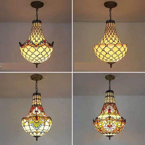 lustre vintage méditerranéen en vitrail pour intérieur élégant