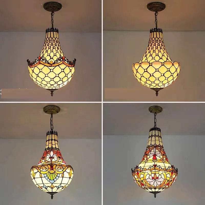 lustre vintage méditerranéen en vitrail pour intérieur élégant - vue 6 sur 14