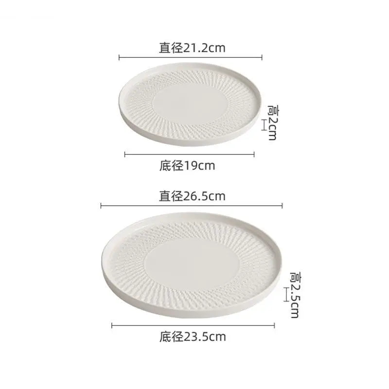 Assiette ceramique texturee relief style artisanal service
