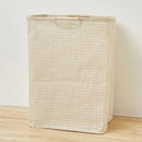 56*40*27CM Japanese Cotton Linen Dirty Clothes Basket, Folding Portable Fabric Laundry Basket，Bathroom Waterproof Storage Basket