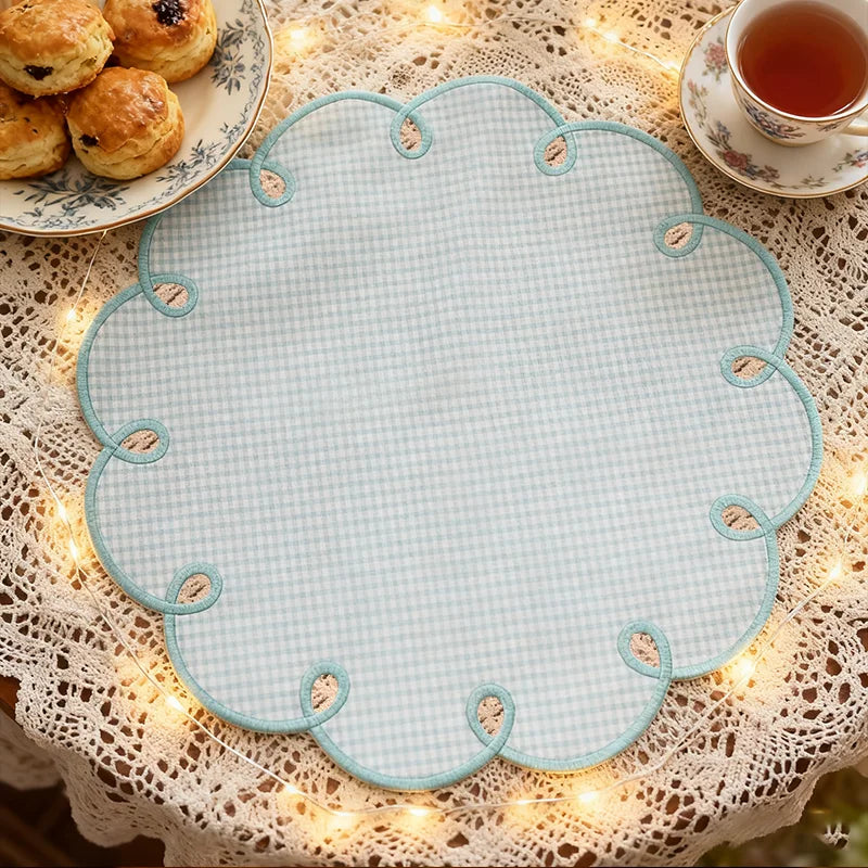 Set de table coton brodé style rétro romantique