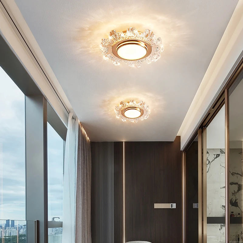 lustre moderne led en verre cristal pour décoration maison - vue 7 sur 10