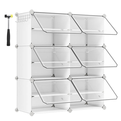 SONGMICS 6-Compartment Shoe Rack, Modular Storage Shelf, 30 x 40 x 30 cm Compartment, with Door - vue 9 sur 8