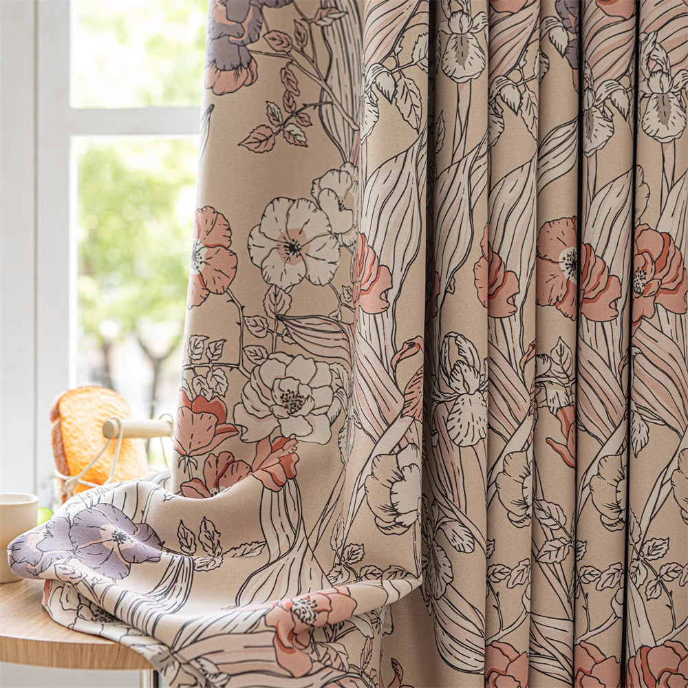 Rideau occultant motif floral style moderne pour salon - vue 4 sur 8