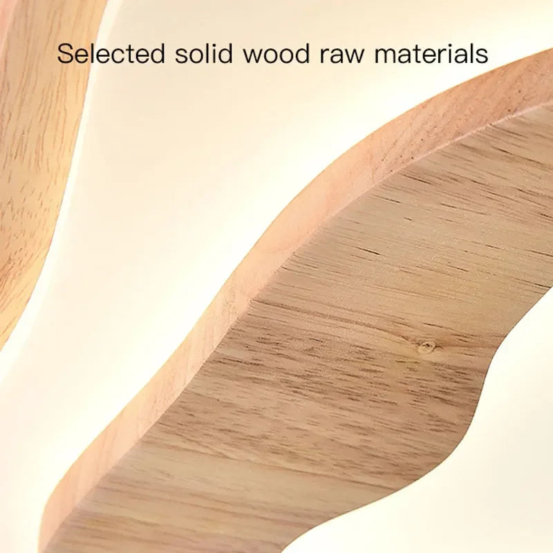 plafonnier led en bois nordique avec télécommande design moderne décoratif - vue 6 sur 12