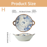 Bol japonais ceramique 19 cm anse motif floral