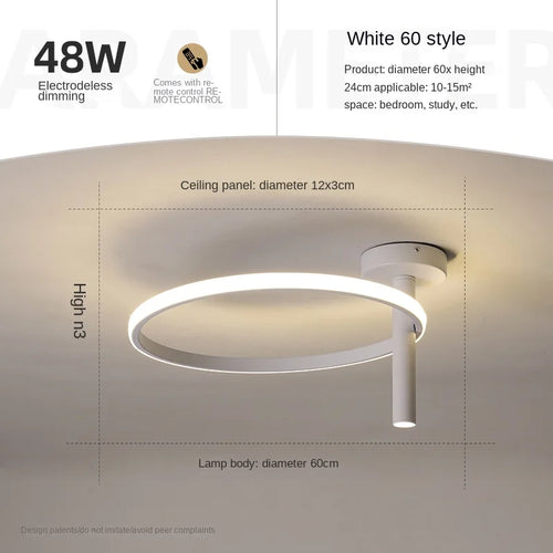 Modern minimalist LED ring ceiling light for home décor - vue 13 sur 24