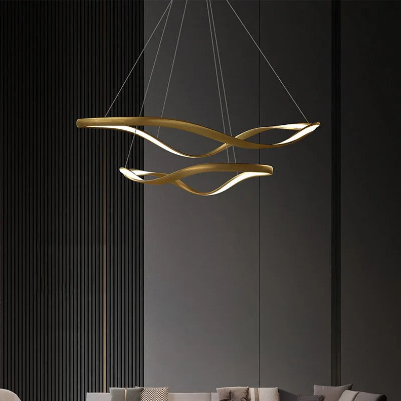 lustre led moderne aluminium anneau irrégulier simple réglable