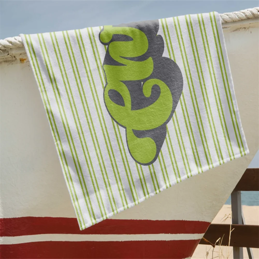 serviette de plage personnalisée rayures rétro style hippie - vue 4 sur 5