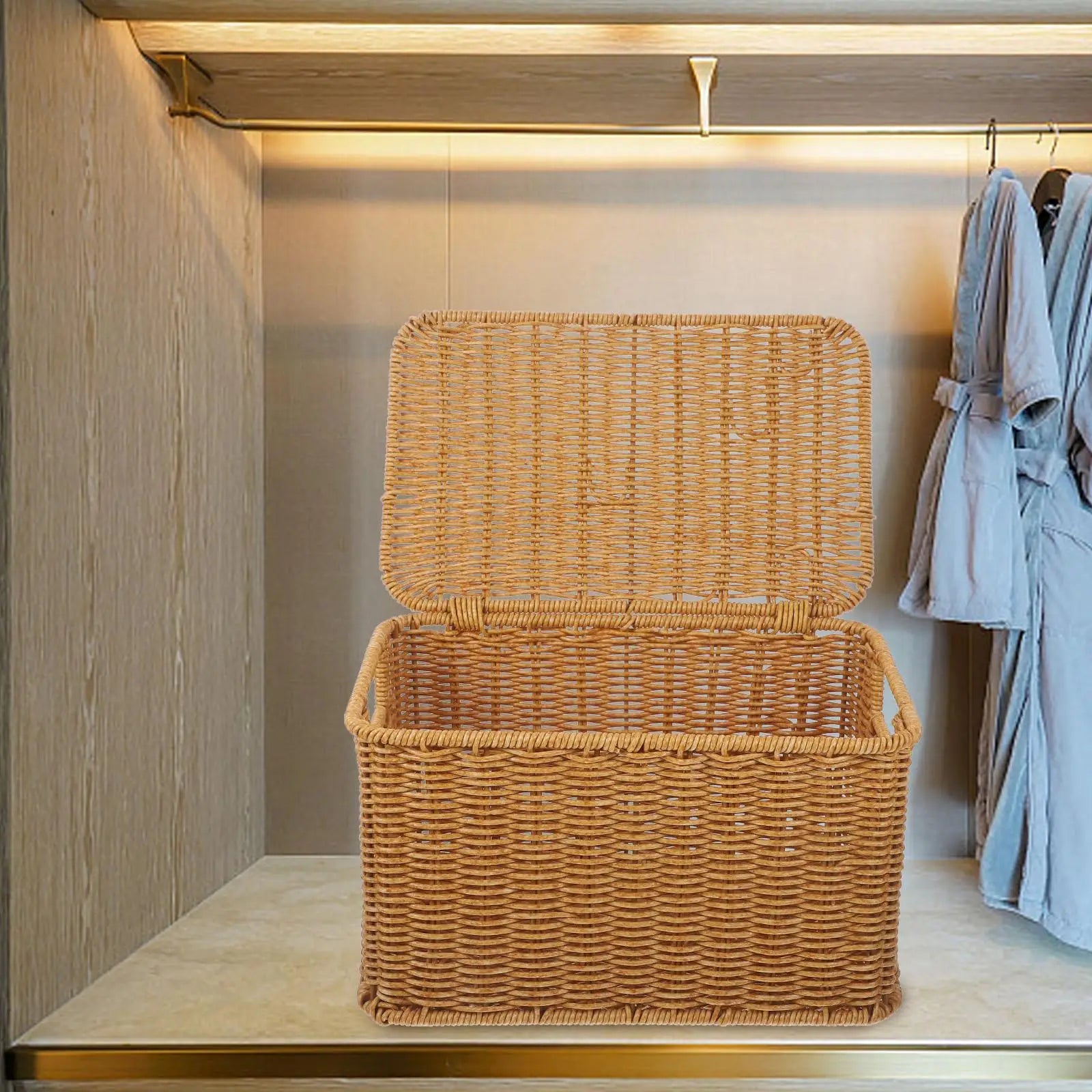 boîte de rangement tissée pour vêtements avec couvercles - vue 4 sur 7