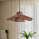 Vintage hemp rope pendant light with Japanese wabi-sabi shade