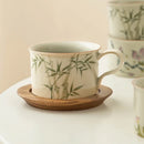 Mug en porcelaine style chinois fleuri avec cuillère