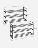 SONGMICS 3-Tier Shoe Rack, Shoe Storage Organizer, Set of 2 Metal Storage Rack, Stackable Shoe Shelf, for Hallway, Living Room